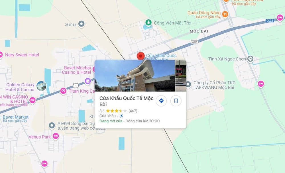 Cửa khẩu Mộc Bài nằm trên tuyến đường Xuyên Á